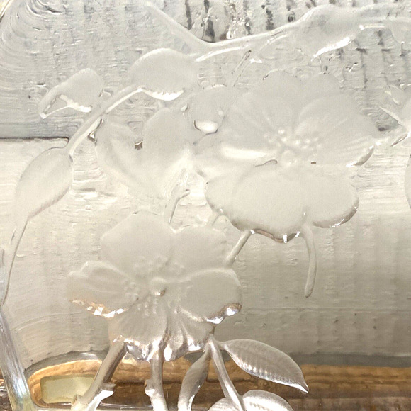 Vintage Kosta Crystal Collection Embossed Dogwood Flowers Art Glass Jackie Lynd - Picture 7 of 12